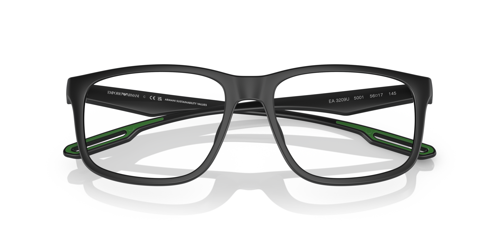 EA3209U Matte Black PlasticEyeglass Frames for Glasses Direct, Closed View