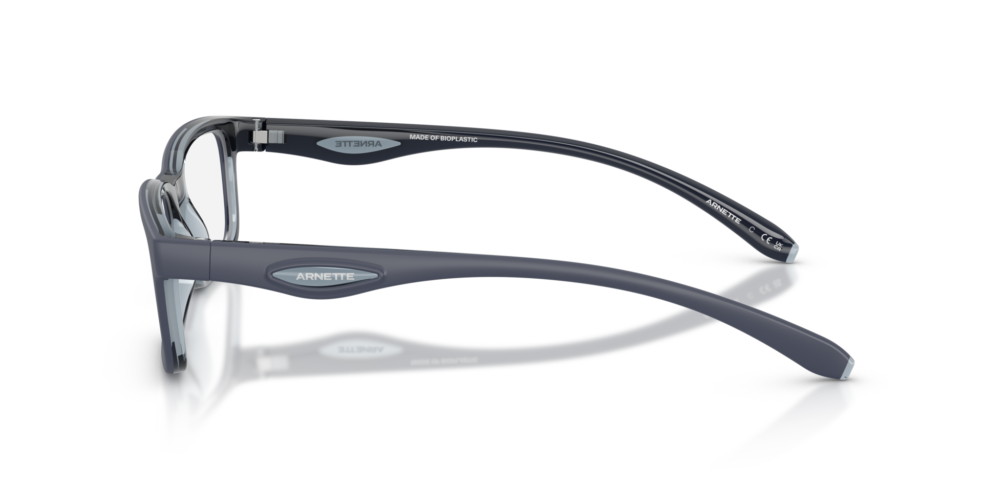 AN7283 Navy & Transparent Blue PlasticEyeglass Frames for Glasses Direct, Side View