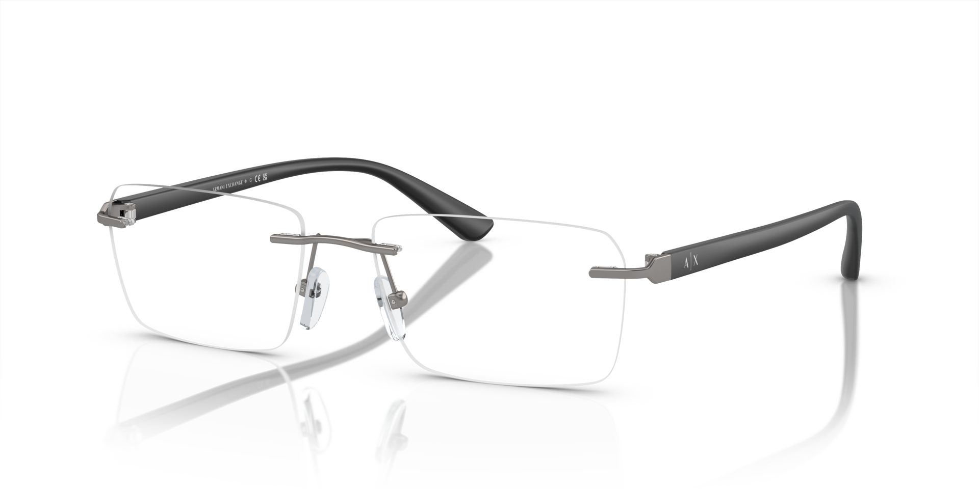 AX1064 Matte Gunmetal MetalEyeglass Frames for Glasses Direct, Angle View