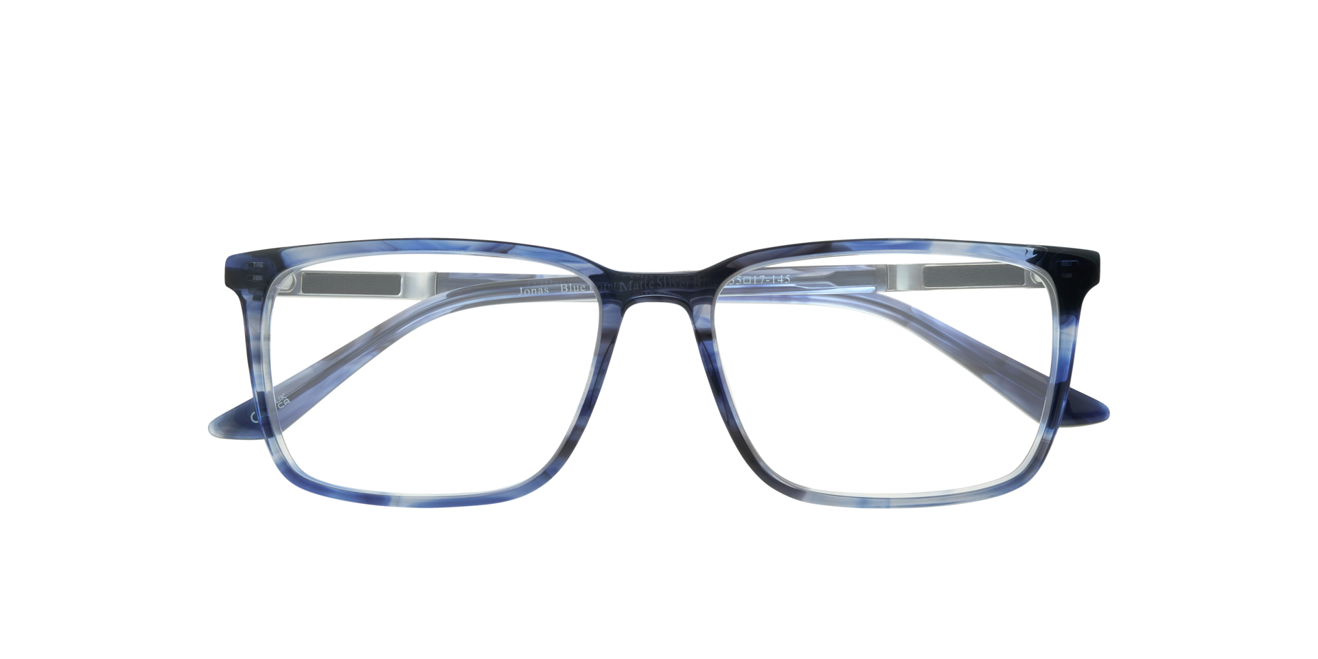 Jonas Blue Horn & Matte Silver Blue AcetateEyeglass Frames for Glasses Direct, Closed View