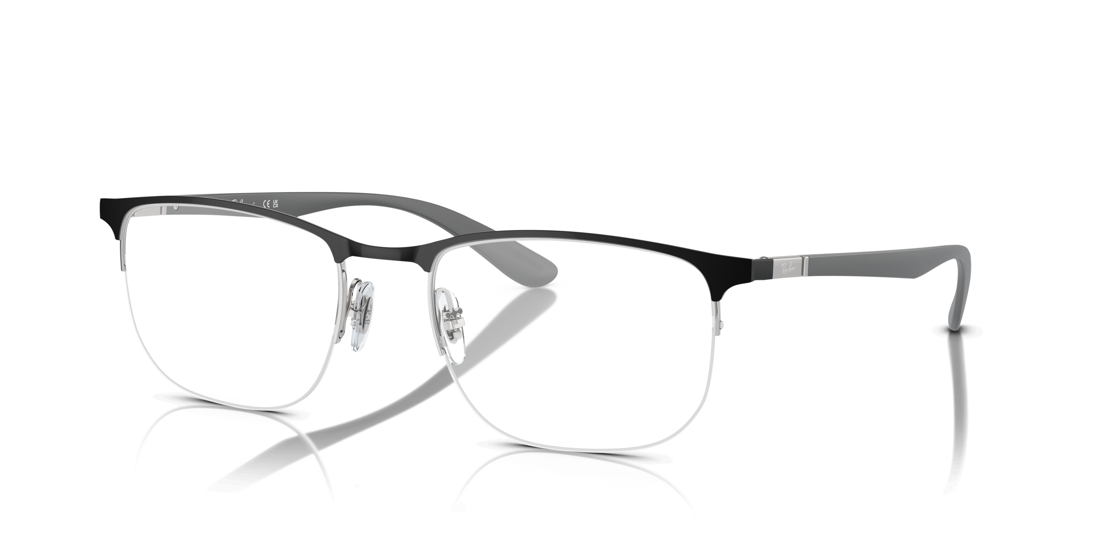 RB6513 Black On Silver MetalEyeglass Frames for Glasses Direct, Angle View