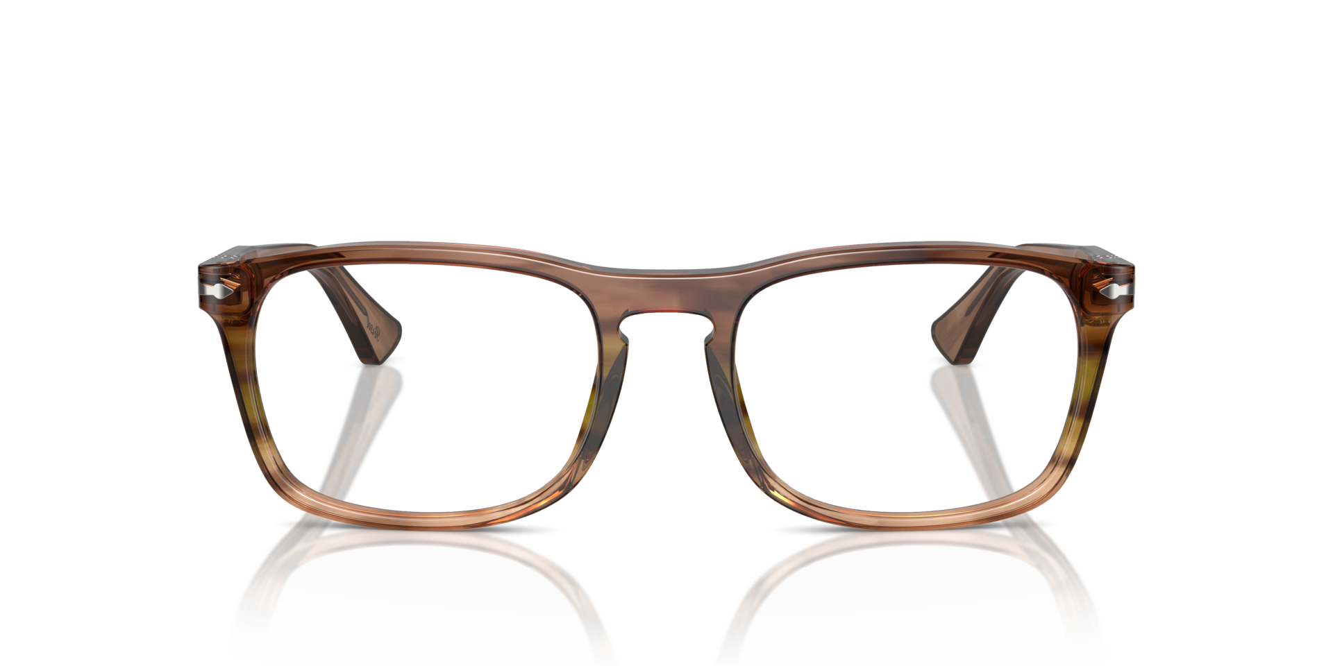 PO3344V Striped Brown AcetateSunglass Frames for Glasses Direct, Front View