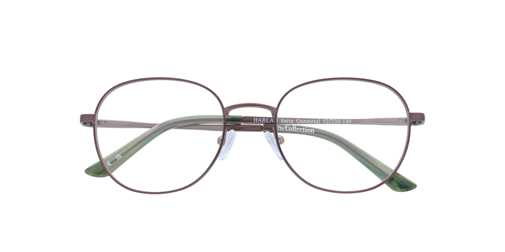 Harlan Satin Gunmetal MetalEyeglass Frames for Glasses Direct, Closed View