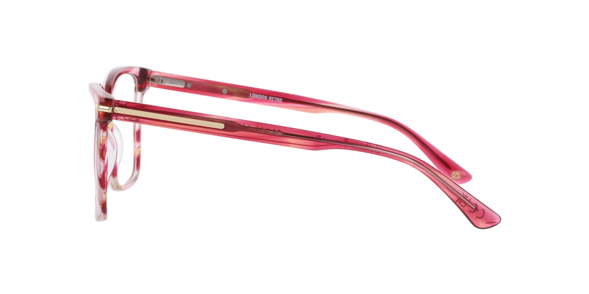 Balham Pink & Yellow AcetateEyeglass Frames for Glasses Direct, Side View