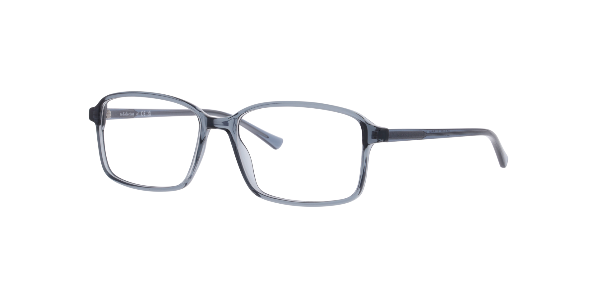 Martin Grey Transparent PlasticEyeglass Frames for Glasses Direct, Angle View