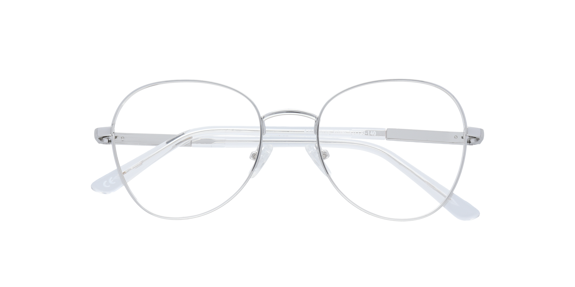 Aida Shiny Silver MetalEyeglass Frames for Glasses Direct, Closed View