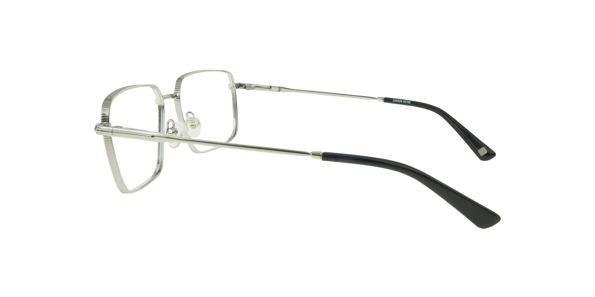 Lewisham Silver & Black MetalEyeglass Frames for Glasses Direct, Side View