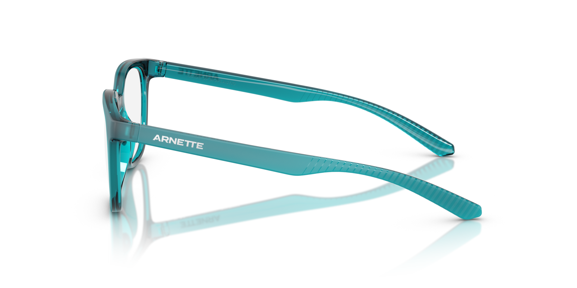 AN7263 Transparent Blue Matte & Shiny PlasticEyeglass Frames for Glasses Direct, Side View