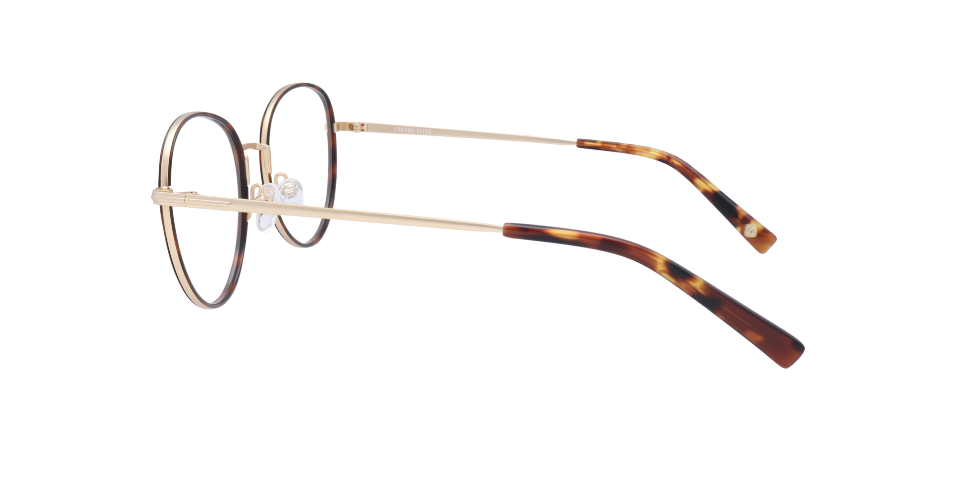 Debden Matte Gold & Honey MetalEyeglass Frames for Glasses Direct, Side View