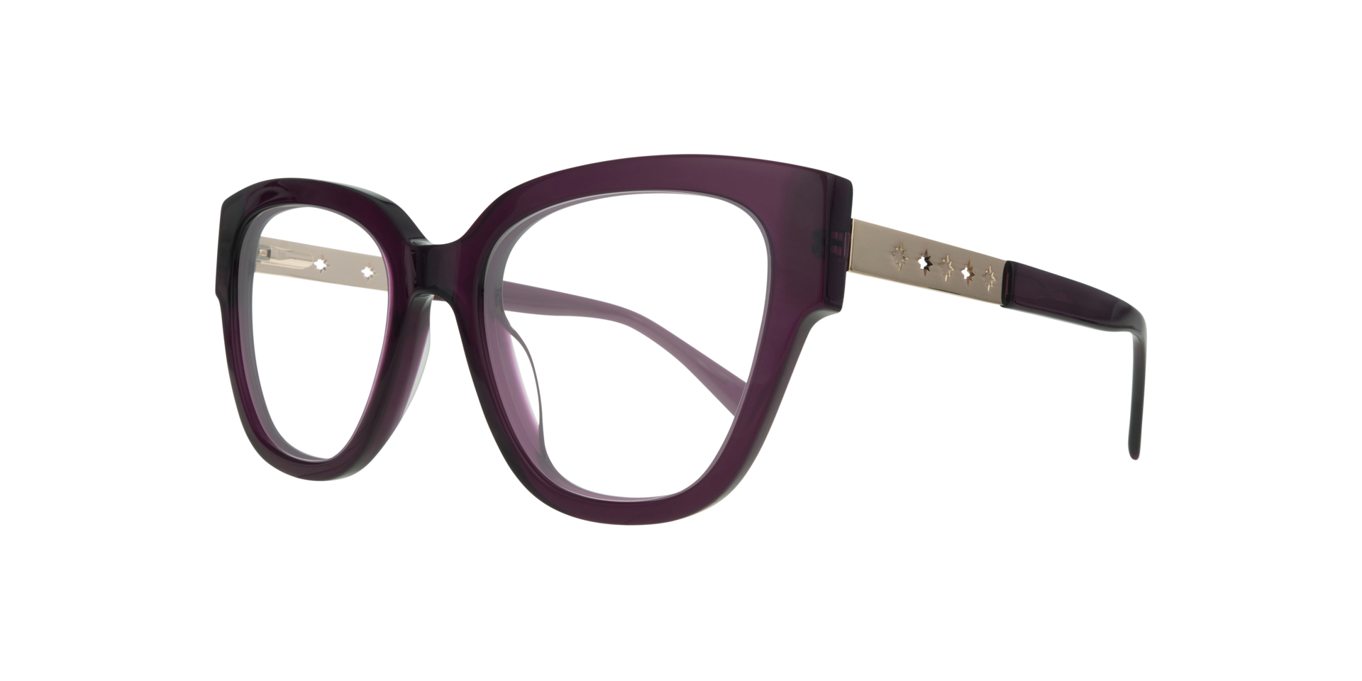 Kenzie Translucent Dark Purple AcetateEyeglass Frames for Glasses Direct, Angle View