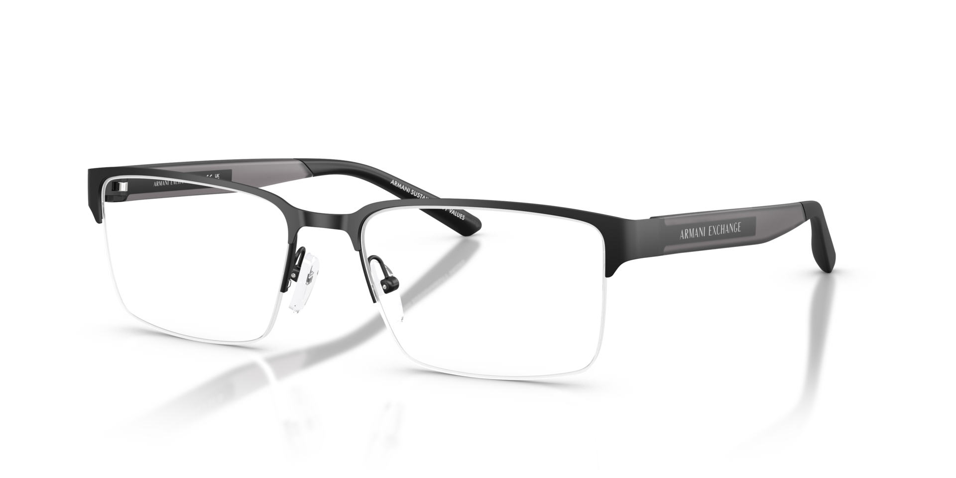 AX1075 Matte Black MetalEyeglass Frames for Glasses Direct, Angle View