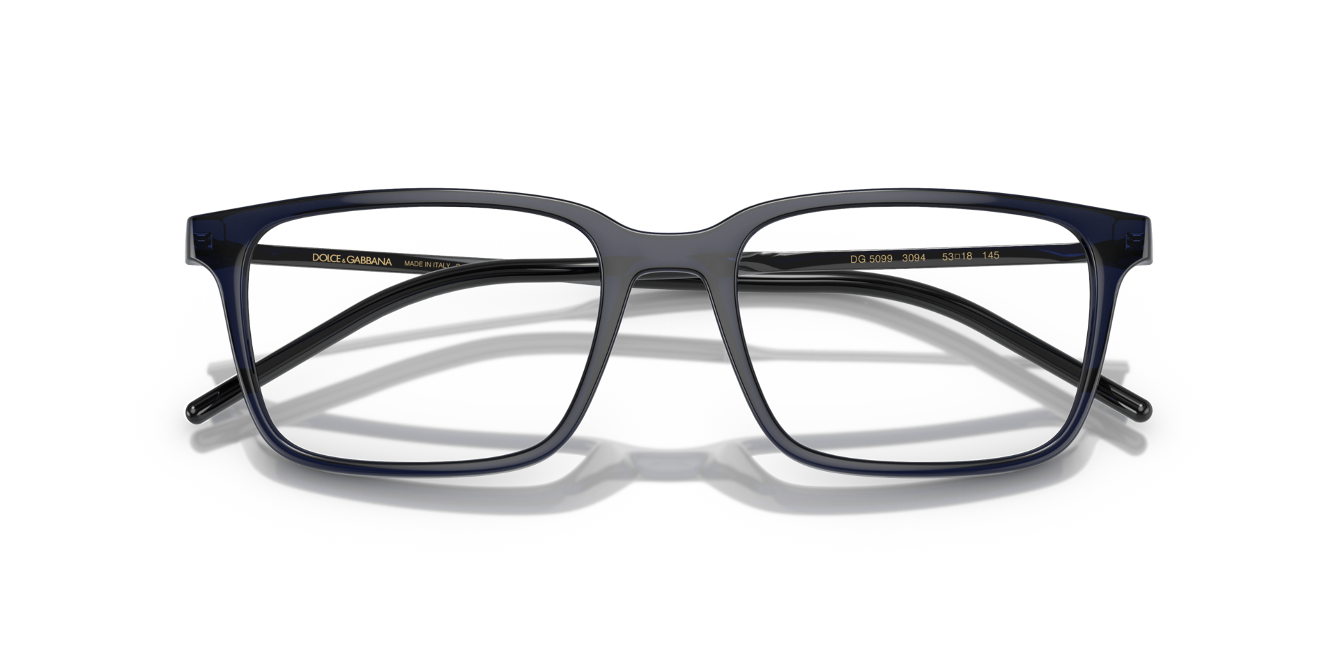 DG5099 Transparent Blue PlasticEyeglass Frames for Glasses Direct, Closed View