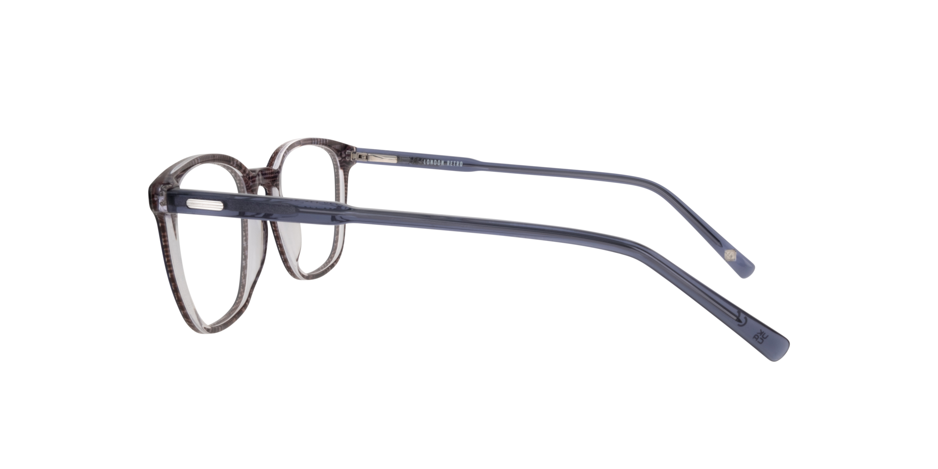 Harlesden Crystal Blue Tartan AcetateEyeglass Frames for Glasses Direct, Side View