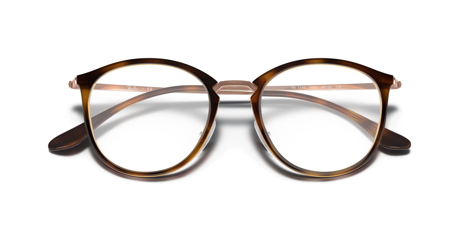 RB7140 Optics Striped Havana PlasticEyeglass Frames for Glasses Direct, Closed View