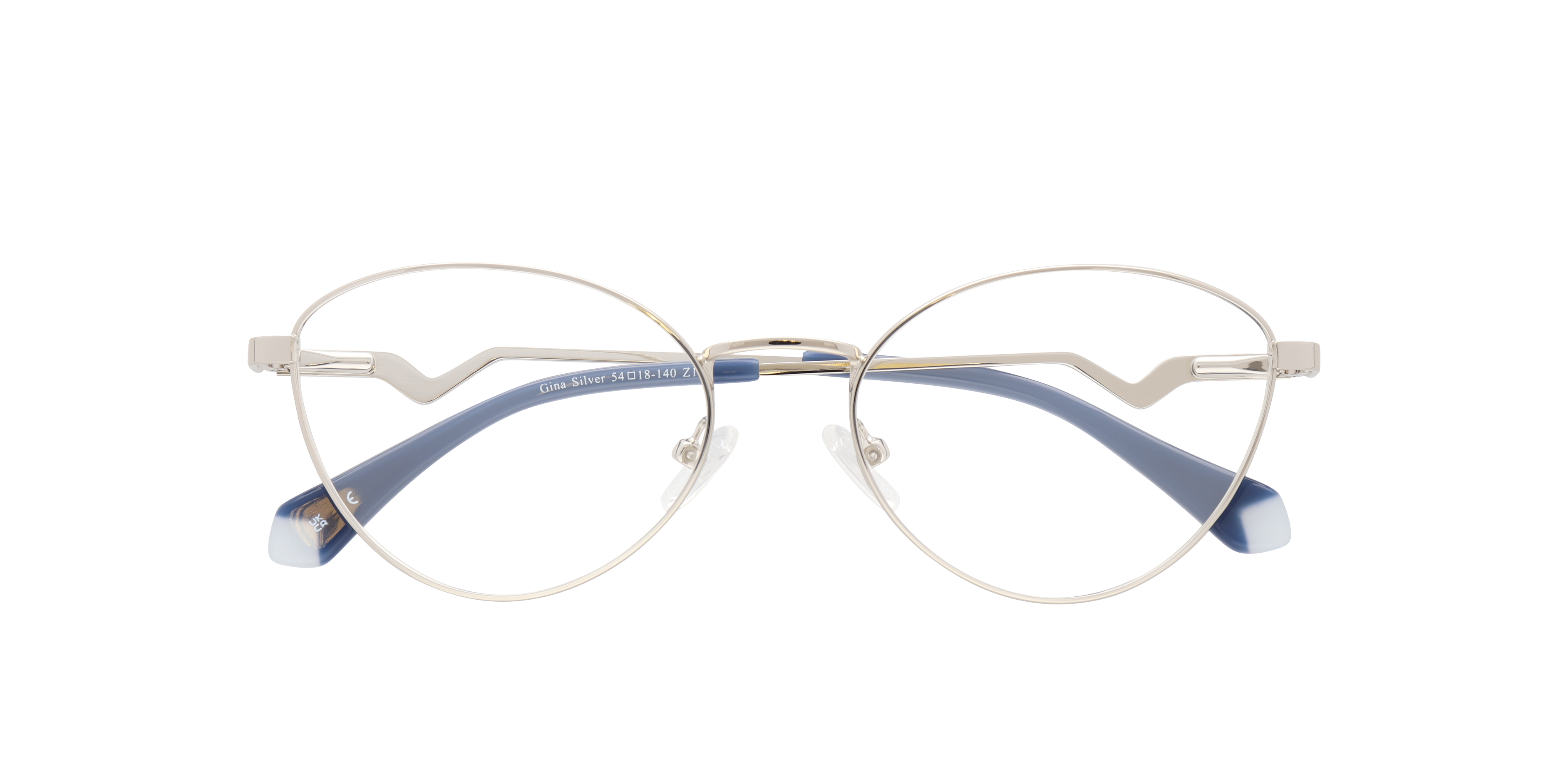 Gina Silver MetalSunglass Frames for Glasses Direct, Closed View