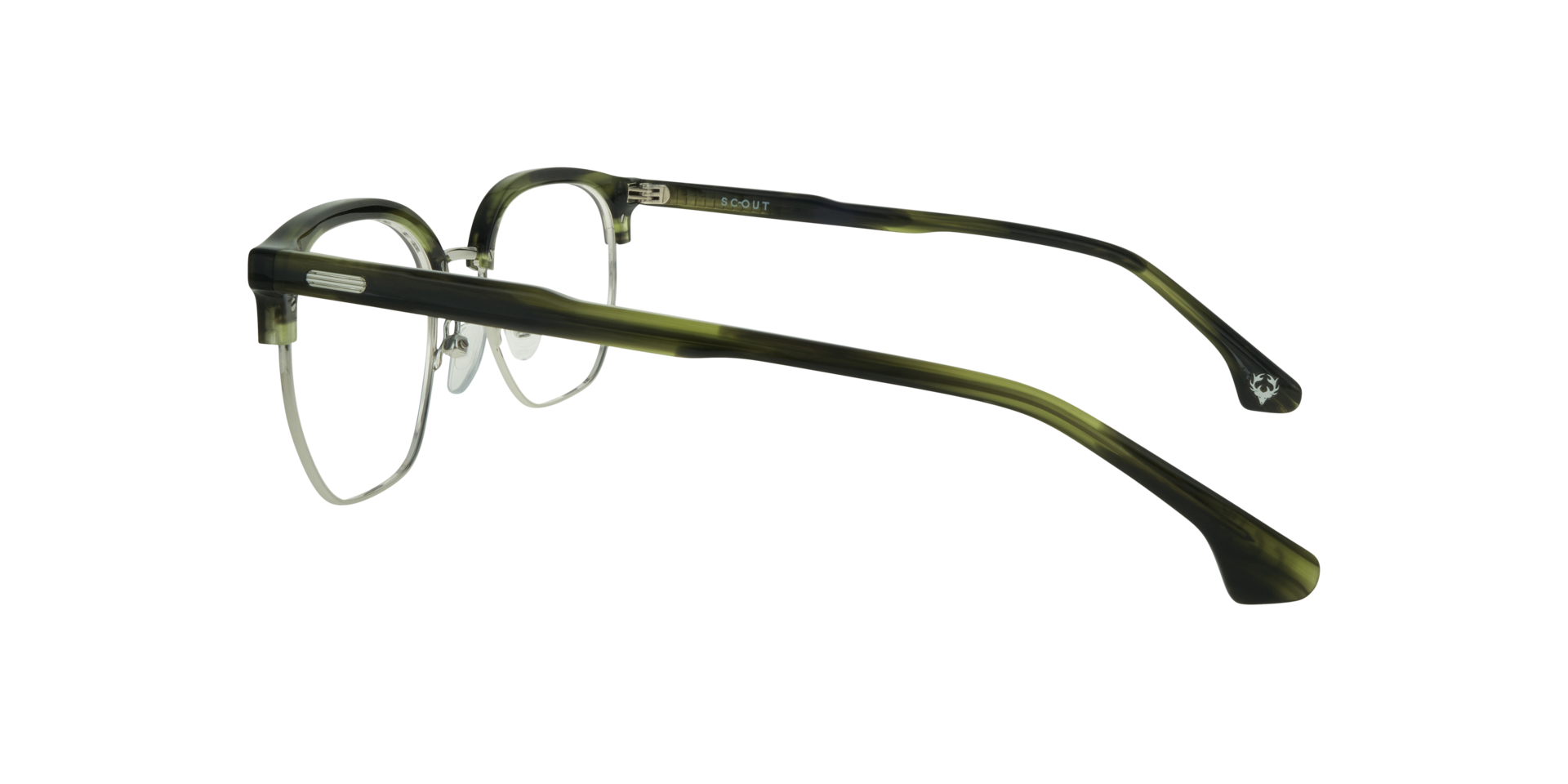 Keegan Horn Green & Silver MetalEyeglass Frames for Glasses Direct, Side View