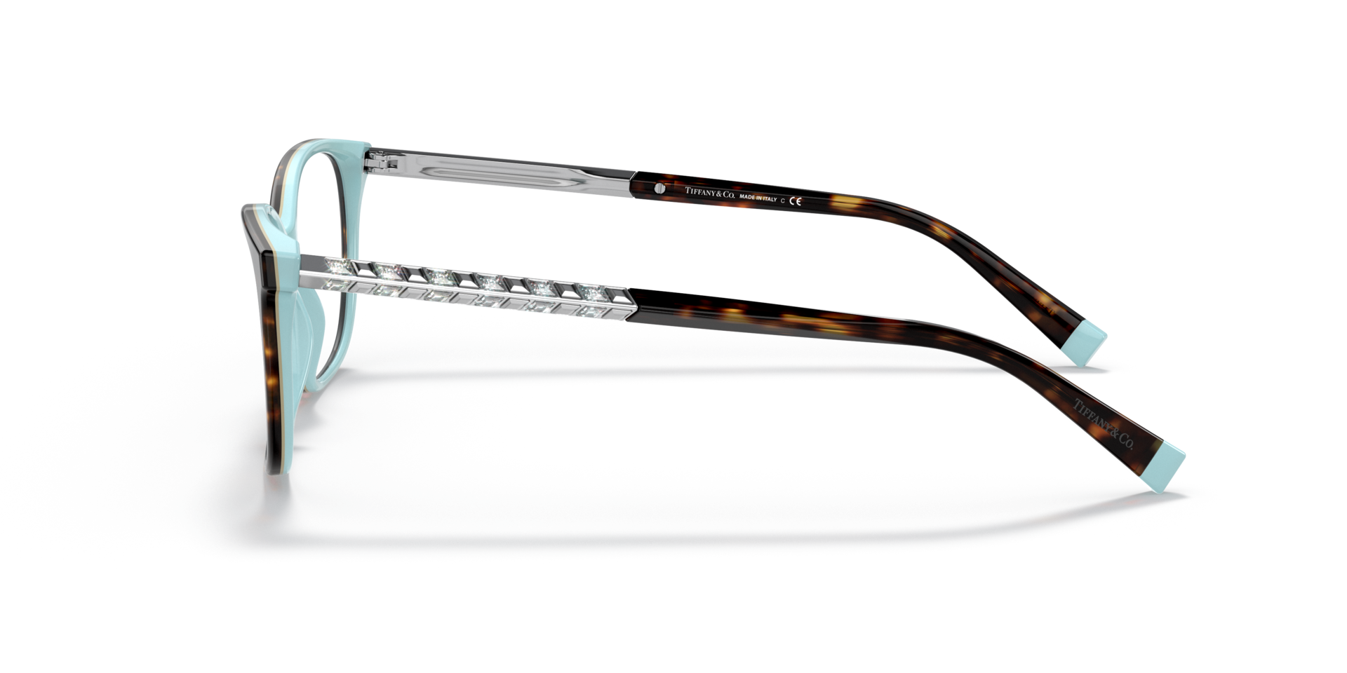 TF2215B Havana On Tiffany Blue AcetateEyeglass Frames for Glasses Direct, Side View