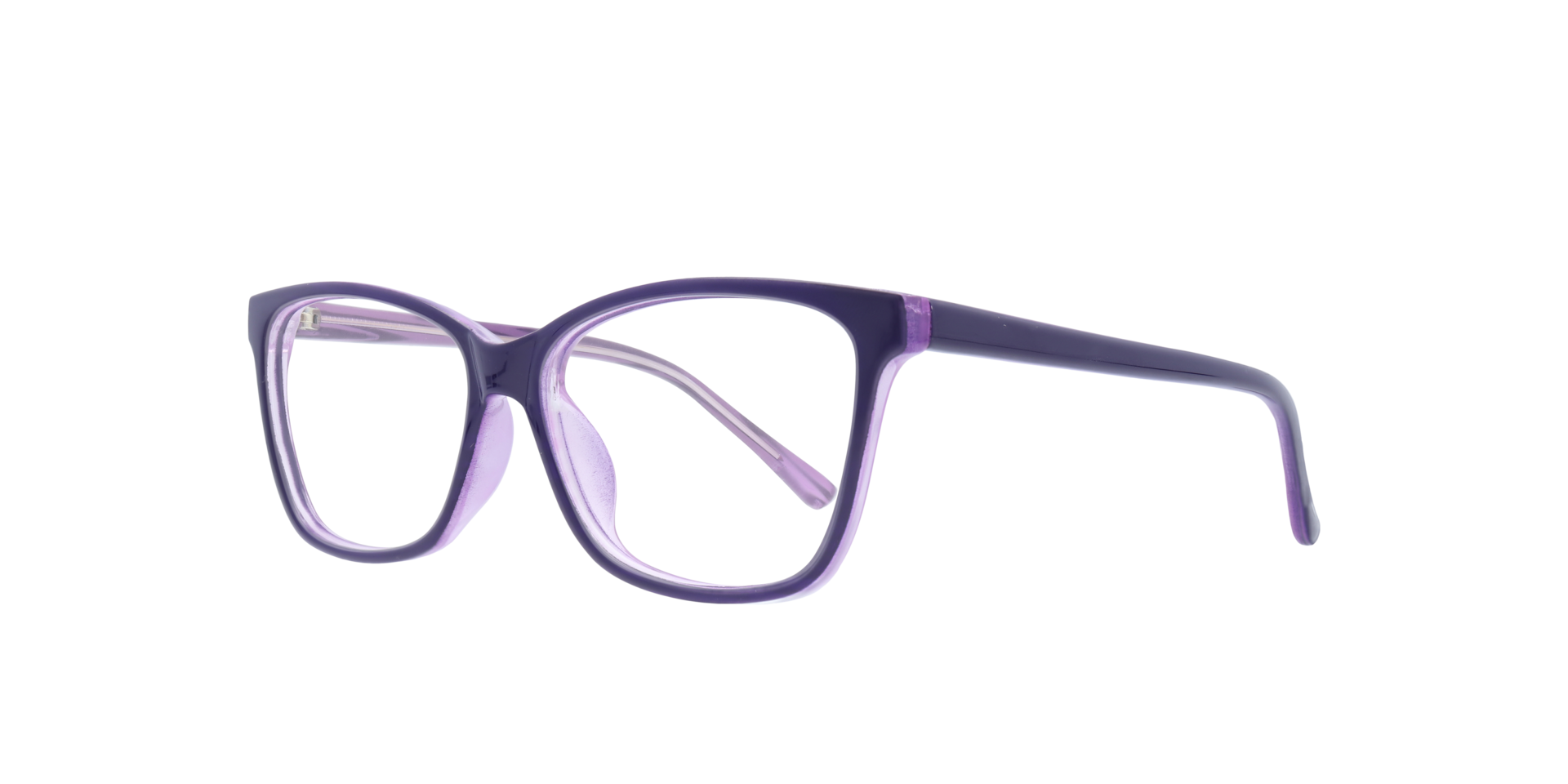 Dottie Black & Purple PlasticEyeglass Frames for Glasses Direct, Angle View