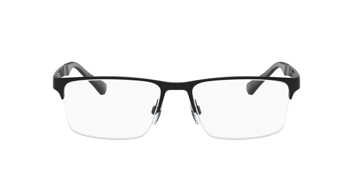 Rubber Black rectangle Metal eyeglasses Online - Semi Rim - EA1110D