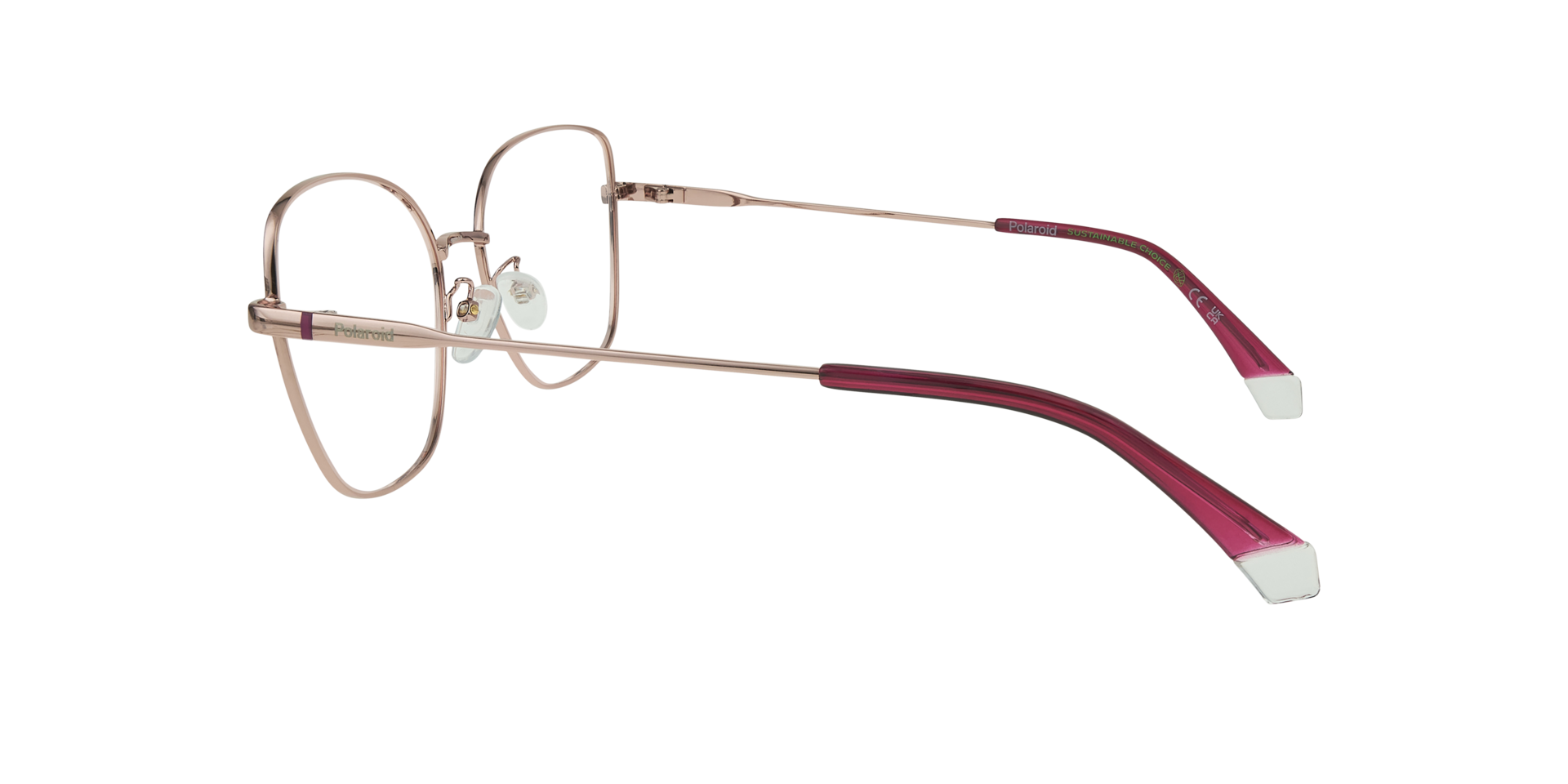 PLD D521/G Pink MetalEyeglass Frames for Glasses Direct, Side View