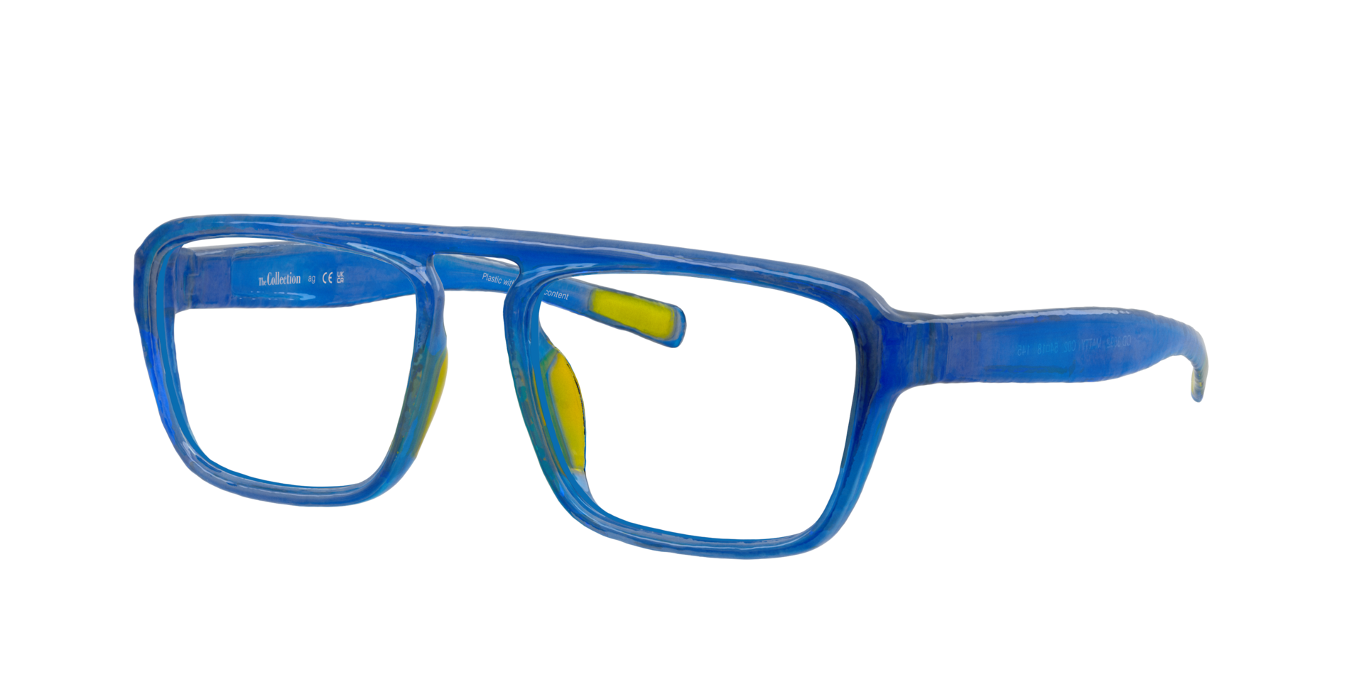 Matty Shiny Dark Blue PlasticEyeglass Frames for Glasses Direct, Angle View