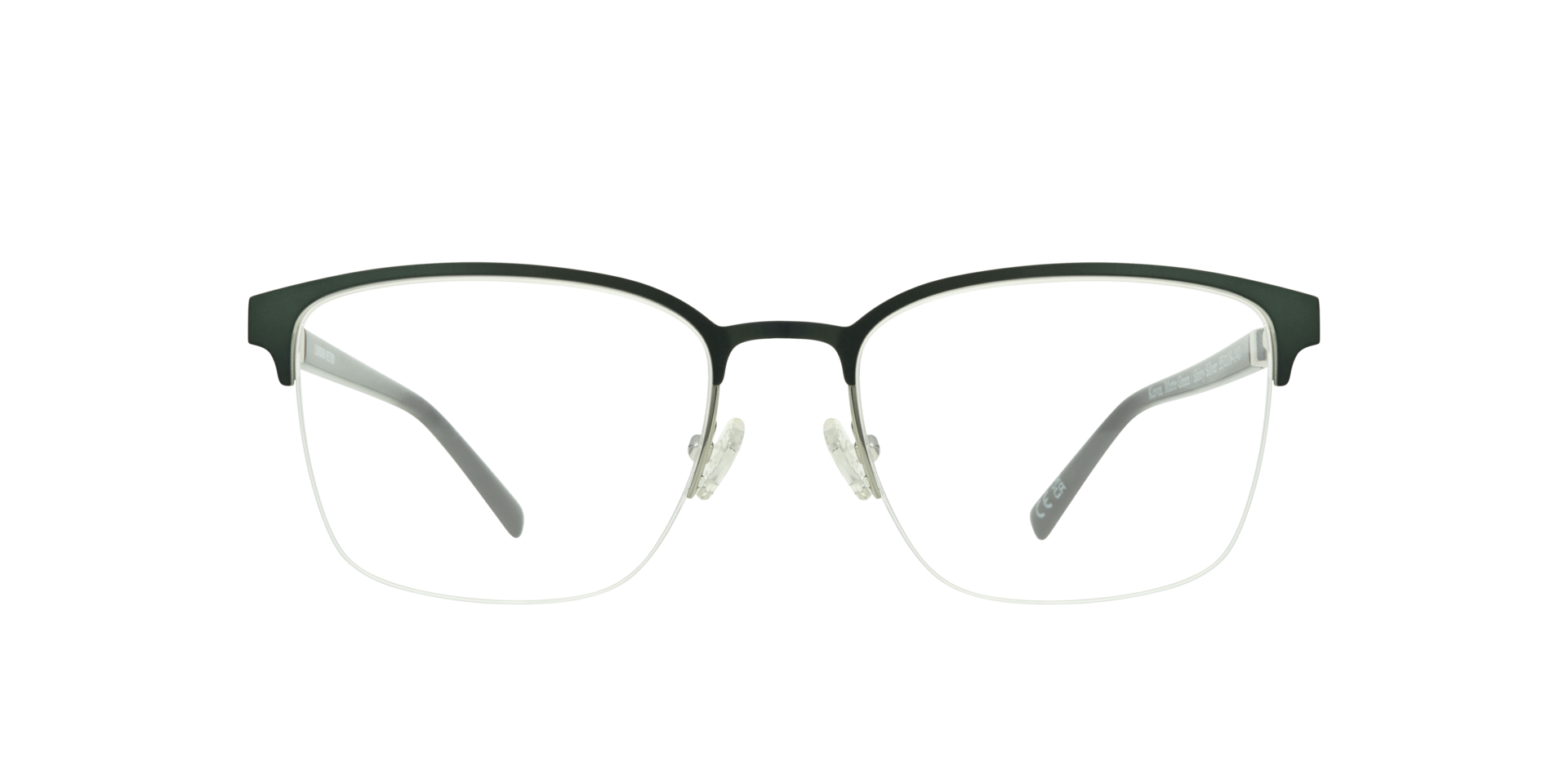 Kevin Matte Green & Shiny Silver MetalEyeglass Frames for Glasses Direct, Front View