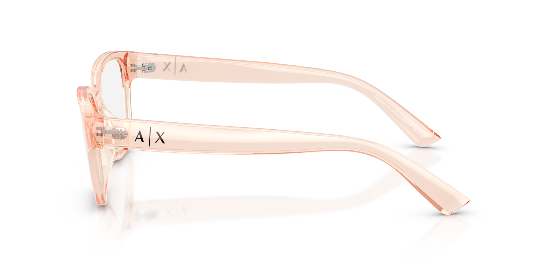 AX3134U Transparent Peach PlasticEyeglass Frames for Glasses Direct, Side View