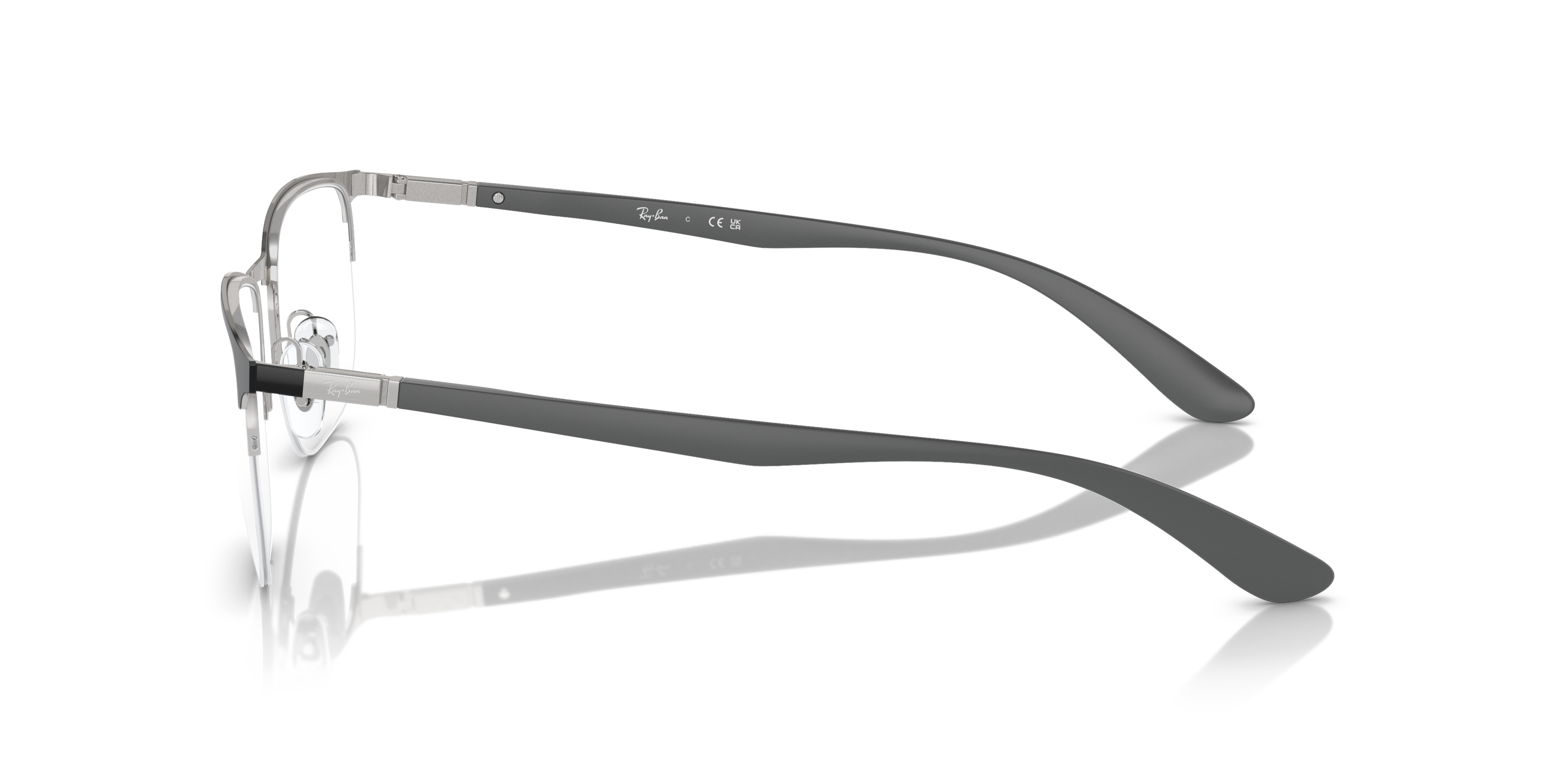 RB6513 Black On Silver MetalEyeglass Frames for Glasses Direct, Side View