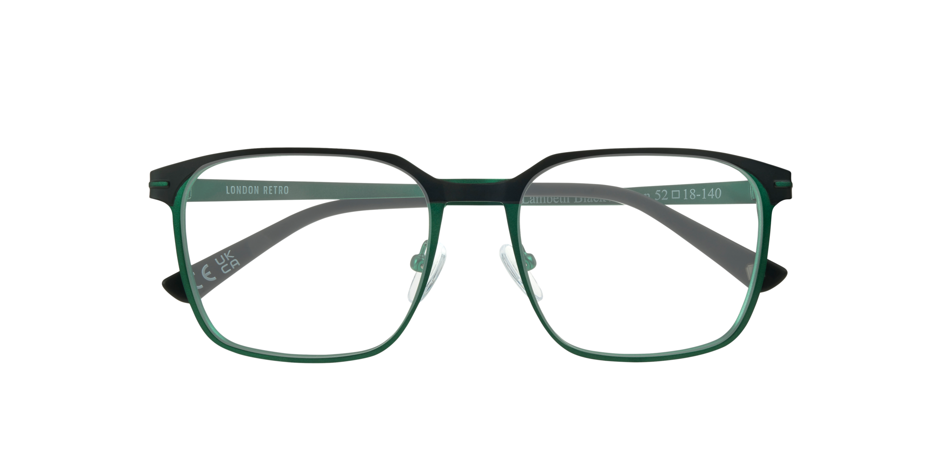 Lambeth Black & Green MetalEyeglass Frames for Glasses Direct, Closed View