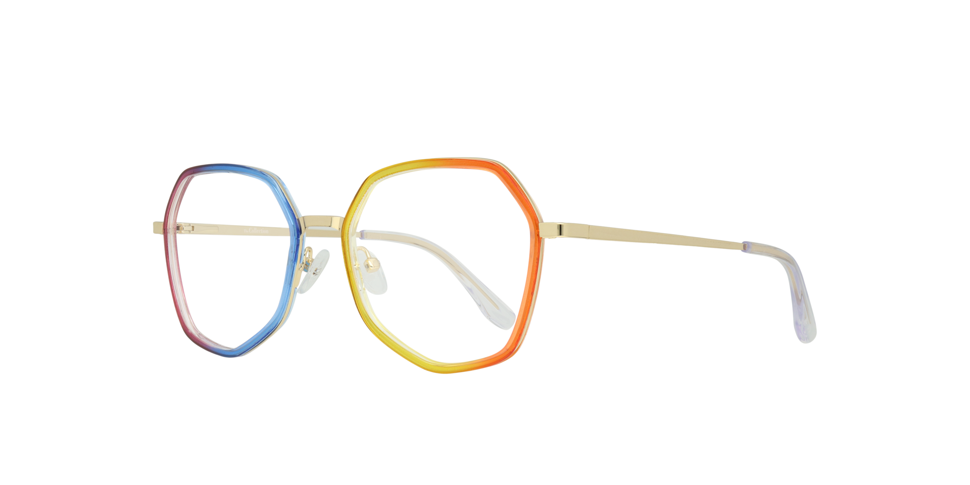 Proud Rainbow & Shiny Gold MetalSunglass Frames for Glasses Direct, Angle View