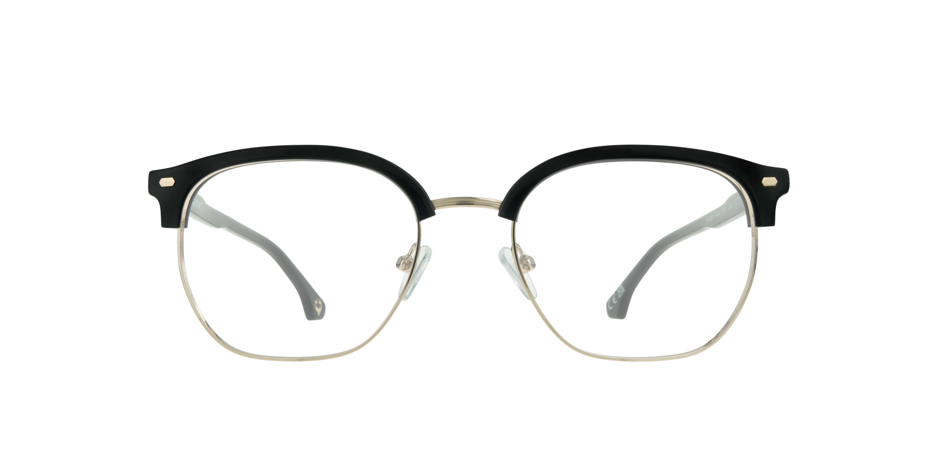 Keegan Black & Shiny Gold MetalEyeglass Frames for Glasses Direct, Front View