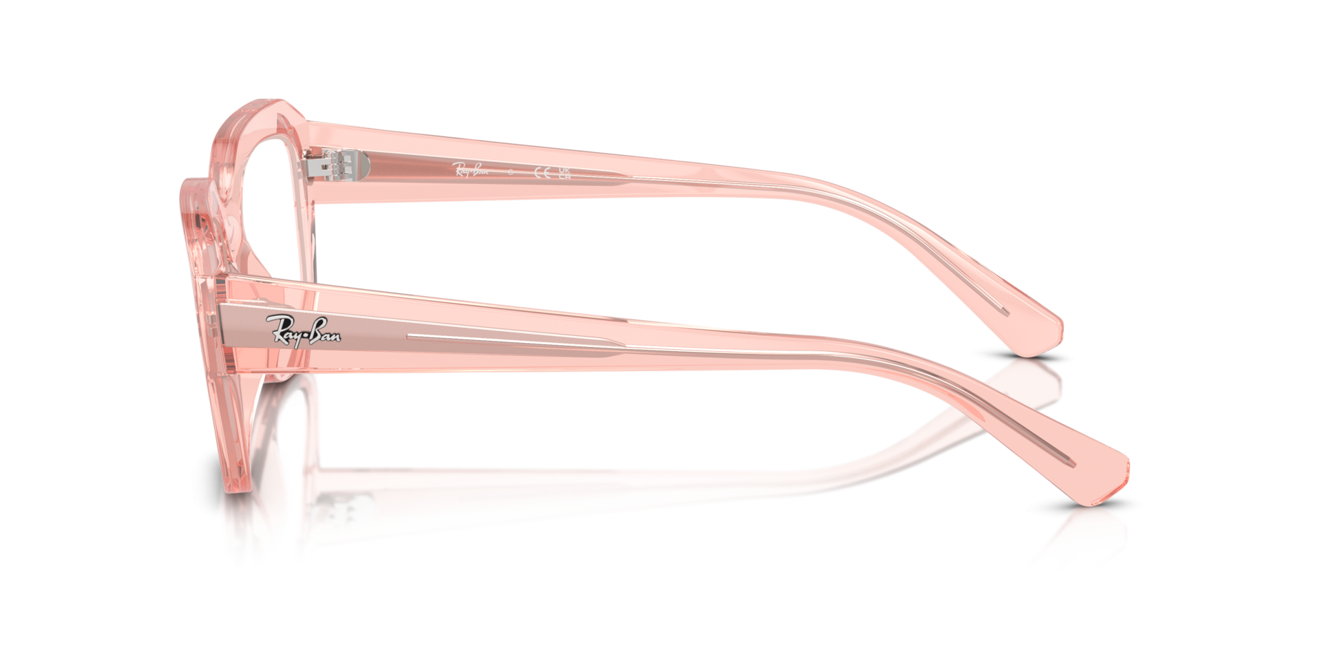 RB7225 Transparent Pink PlasticEyeglass Frames for Glasses Direct, Side View