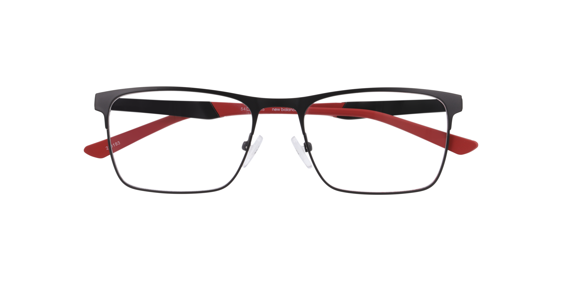 Nb4192 Black Red MetalEyeglass Frames for Glasses Direct, Closed View