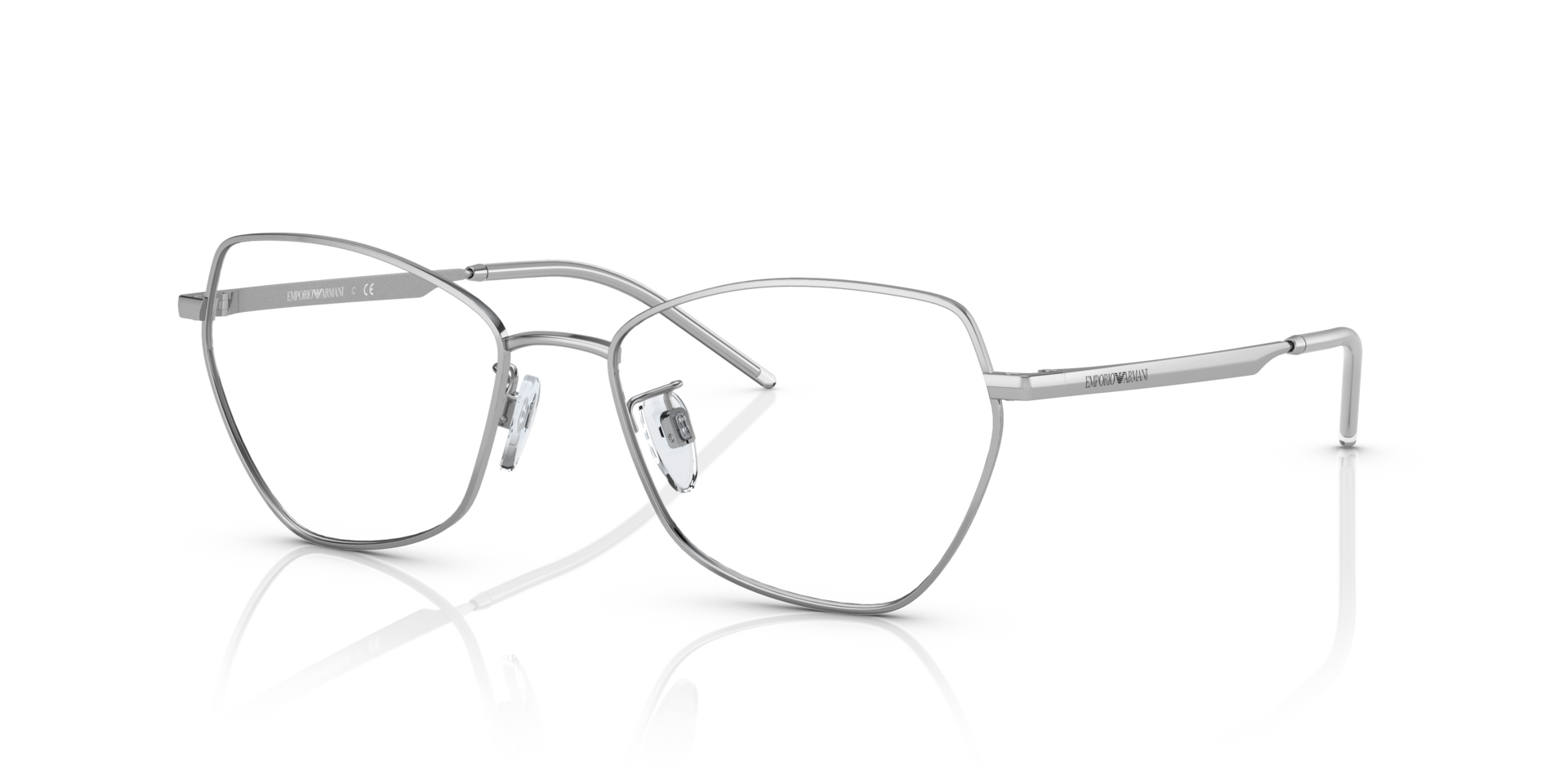 EA1133 Shiny Silver MetalEyeglass Frames for Glasses Direct, Angle View