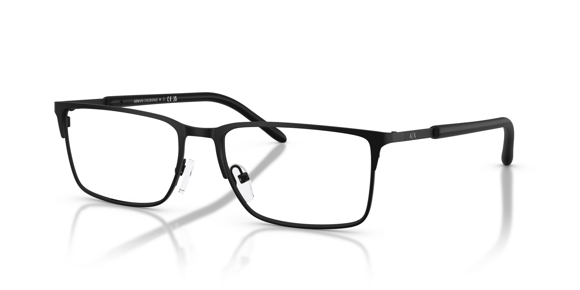 AX1073 Matte Black MetalEyeglass Frames for Glasses Direct, Angle View