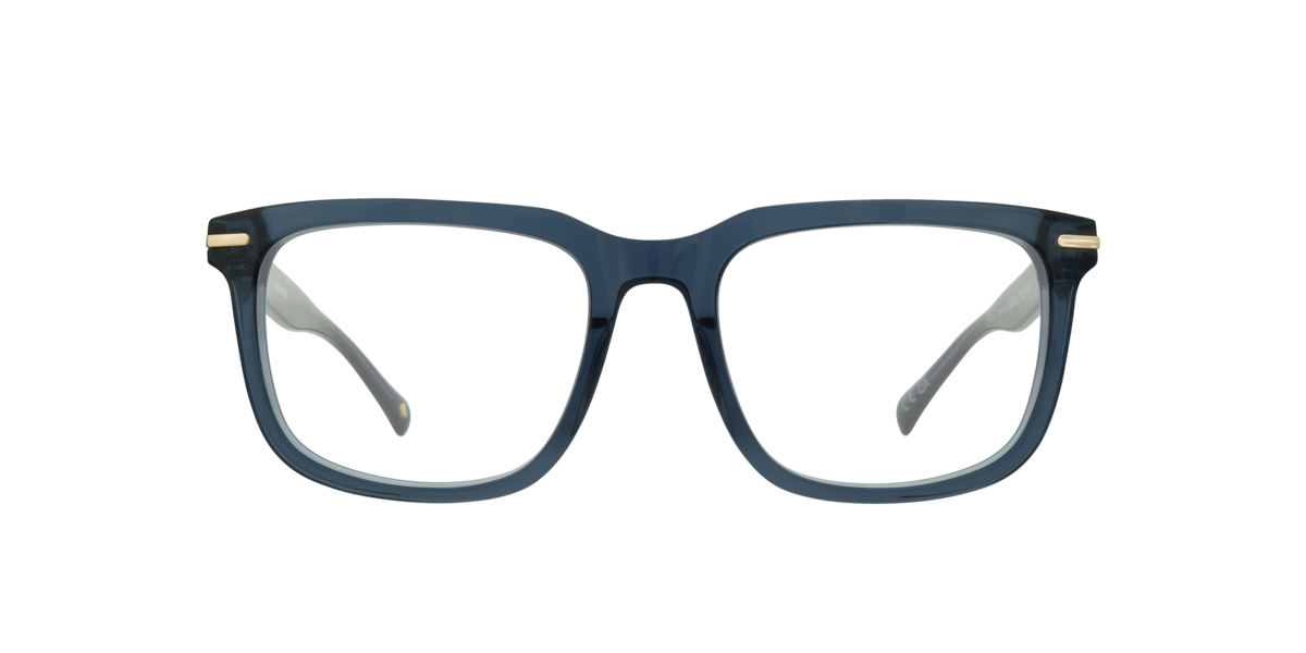 London Retro Men's Translucent Dark Blue Square Acetate Eyeglasses Online - Full Rim - Kenton