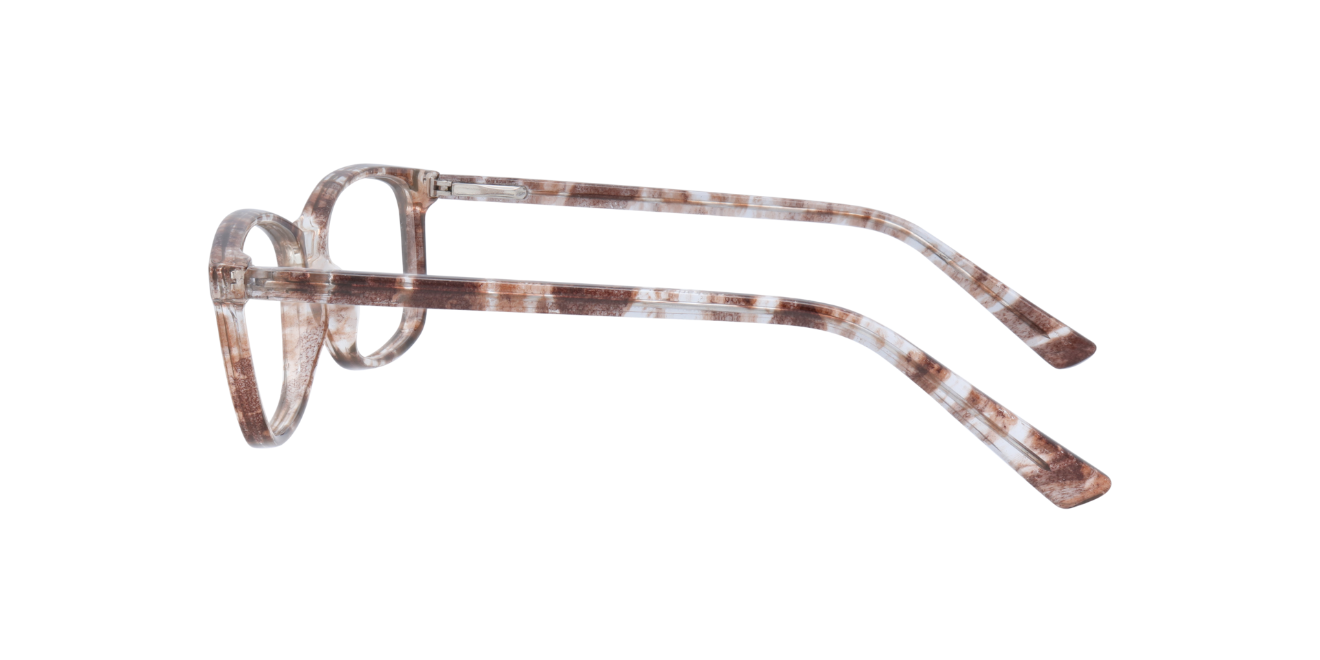Dakari Tan Mottle PlasticEyeglass Frames for Glasses Direct, Side View