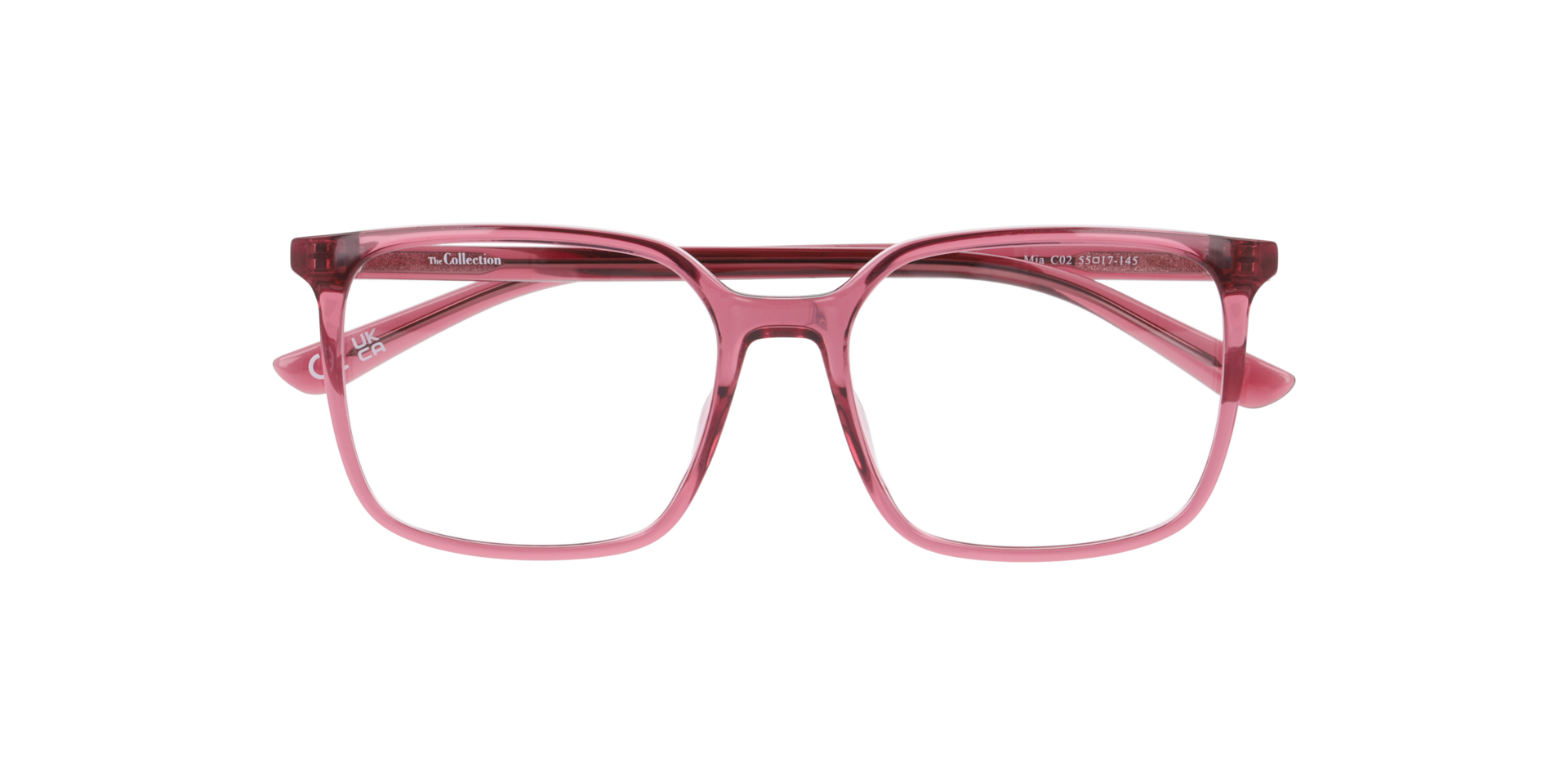 Mia Crystal Pink PlasticEyeglass Frames for Glasses Direct, Closed View