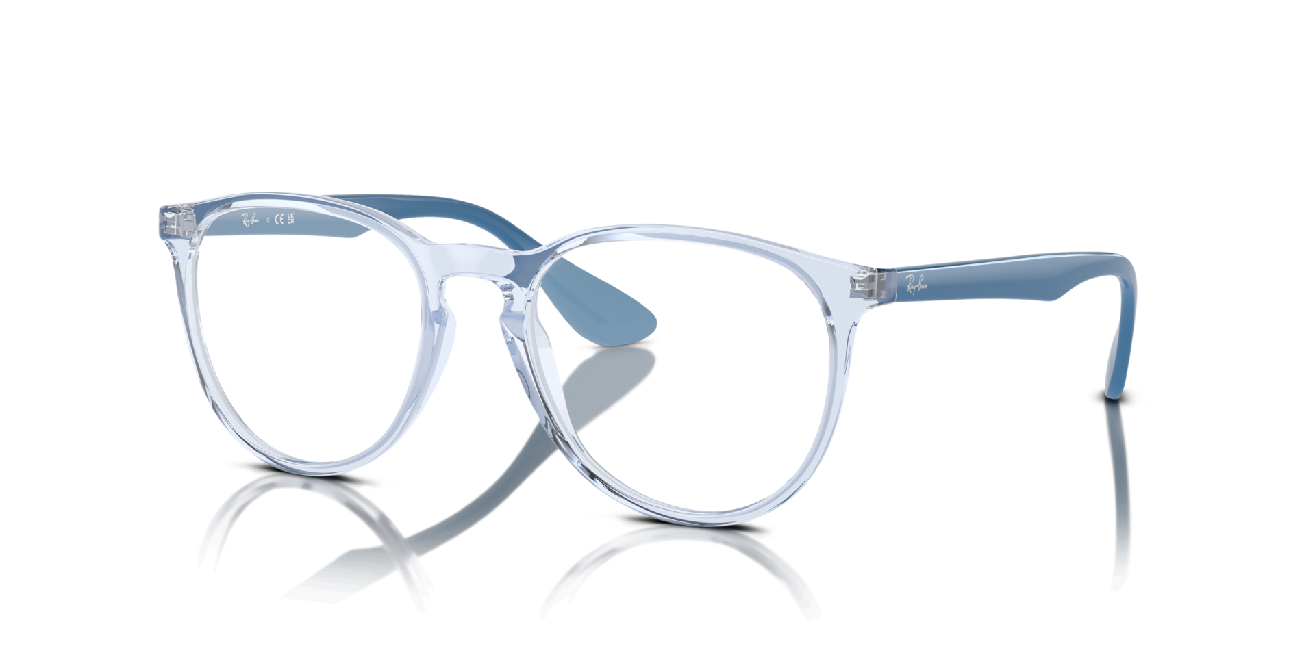 Erika Optics Transparent Light Blue PlasticEyeglass Frames for Glasses Direct, Angle View