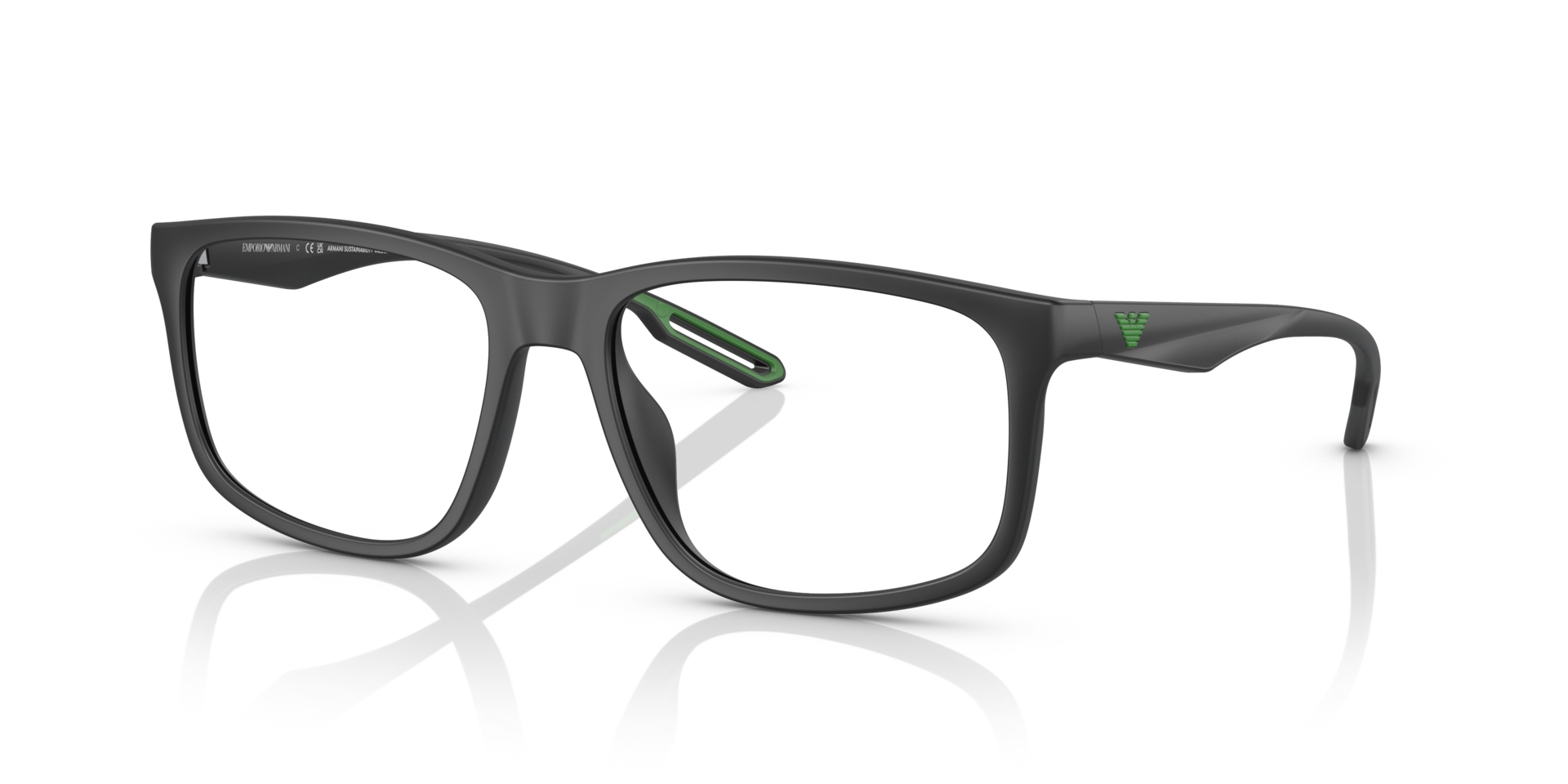 EA3209U Matte Black PlasticEyeglass Frames for Glasses Direct, Angle View