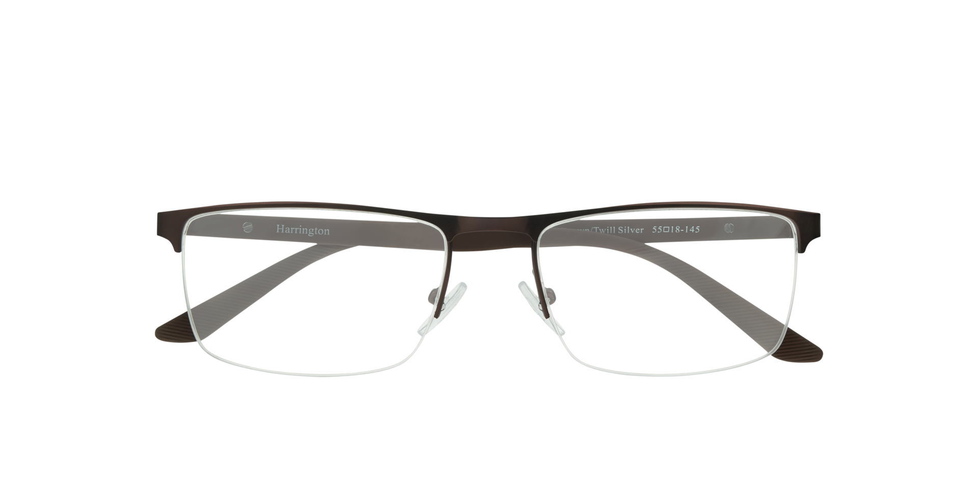 Jeffrey Matte Brown & Twill Silver MetalEyeglass Frames for Glasses Direct, Closed View