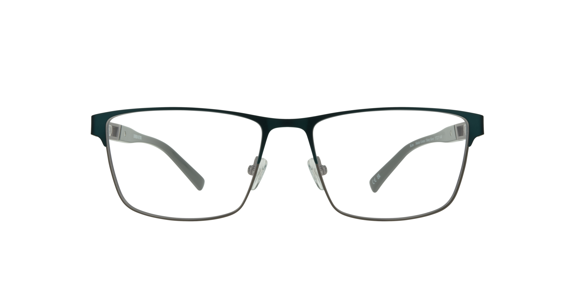 Ken Matte Green & Shiny Silver MetalEyeglass Frames for Glasses Direct, Front View