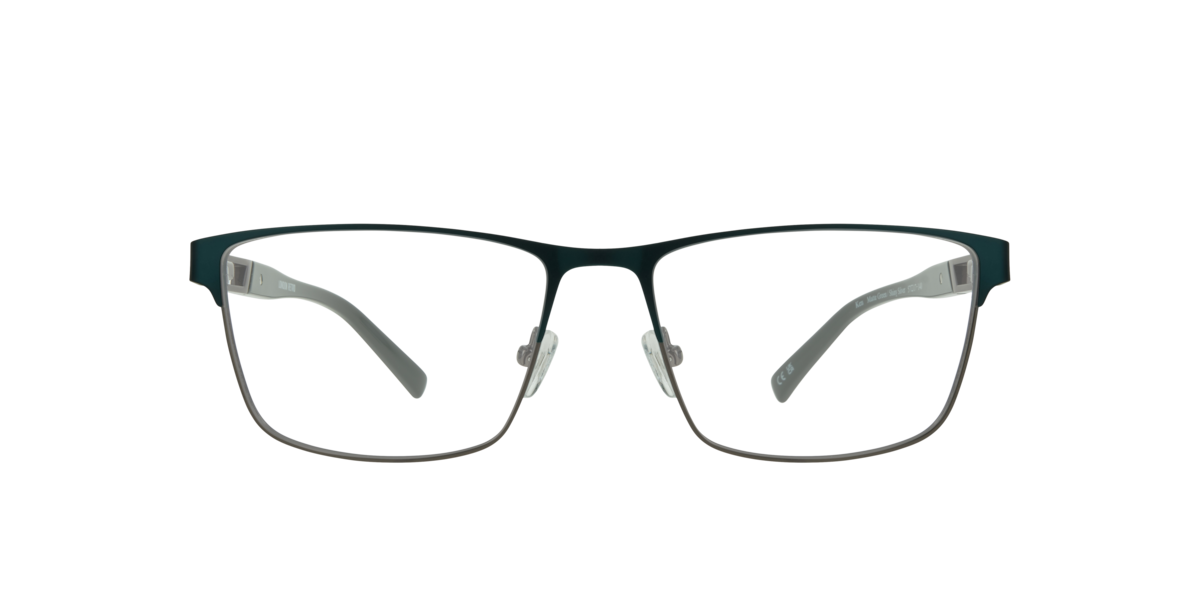 Matte Green/Shiny Silver rectangle Metal eyeglasses Online - Full Rim - Ken
