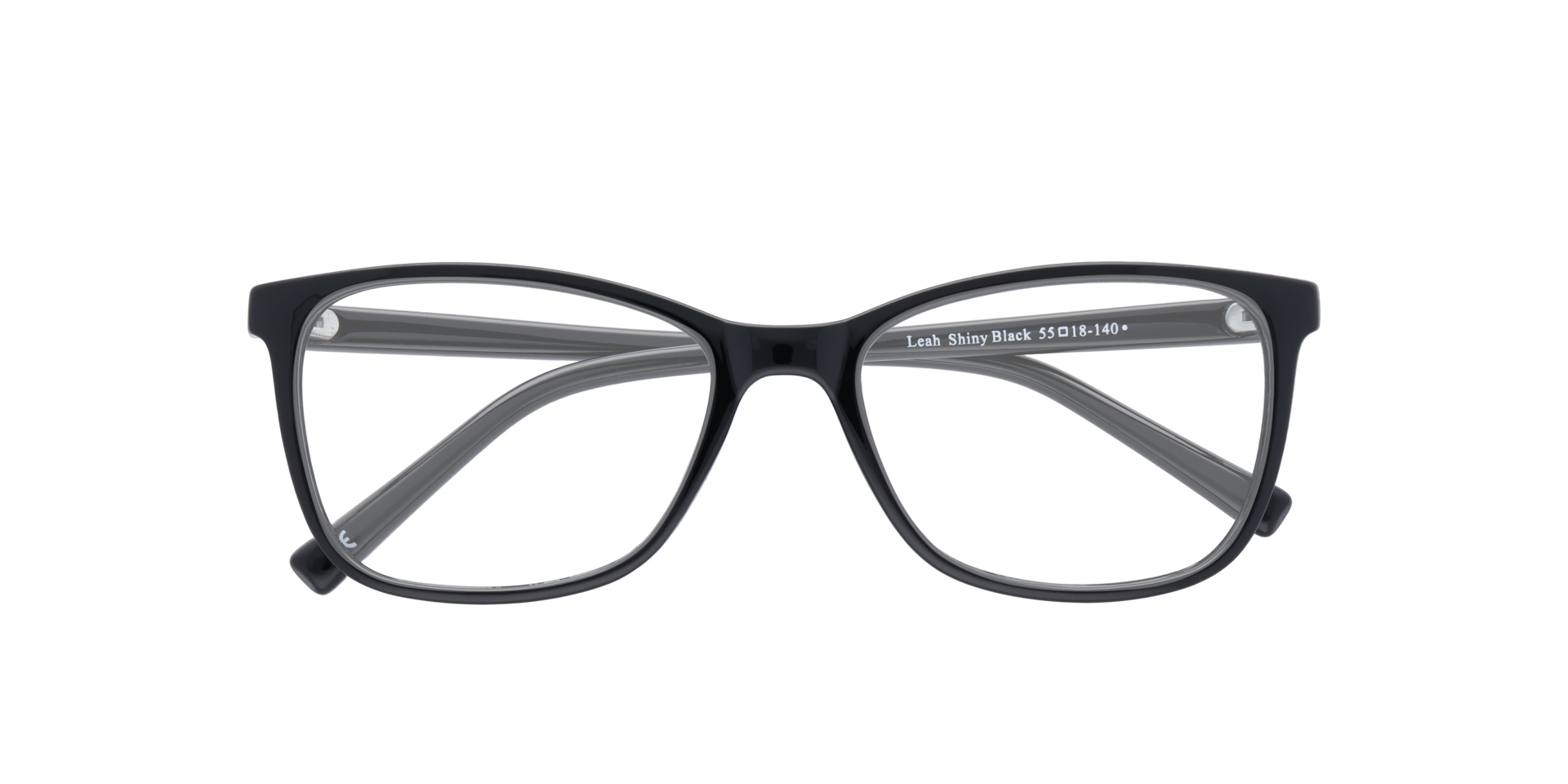 Leah Shiny Black PlasticEyeglass Frames for Glasses Direct, Closed View