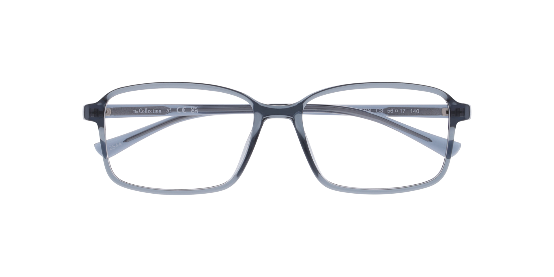 Martin Grey Transparent PlasticEyeglass Frames for Glasses Direct, Closed View