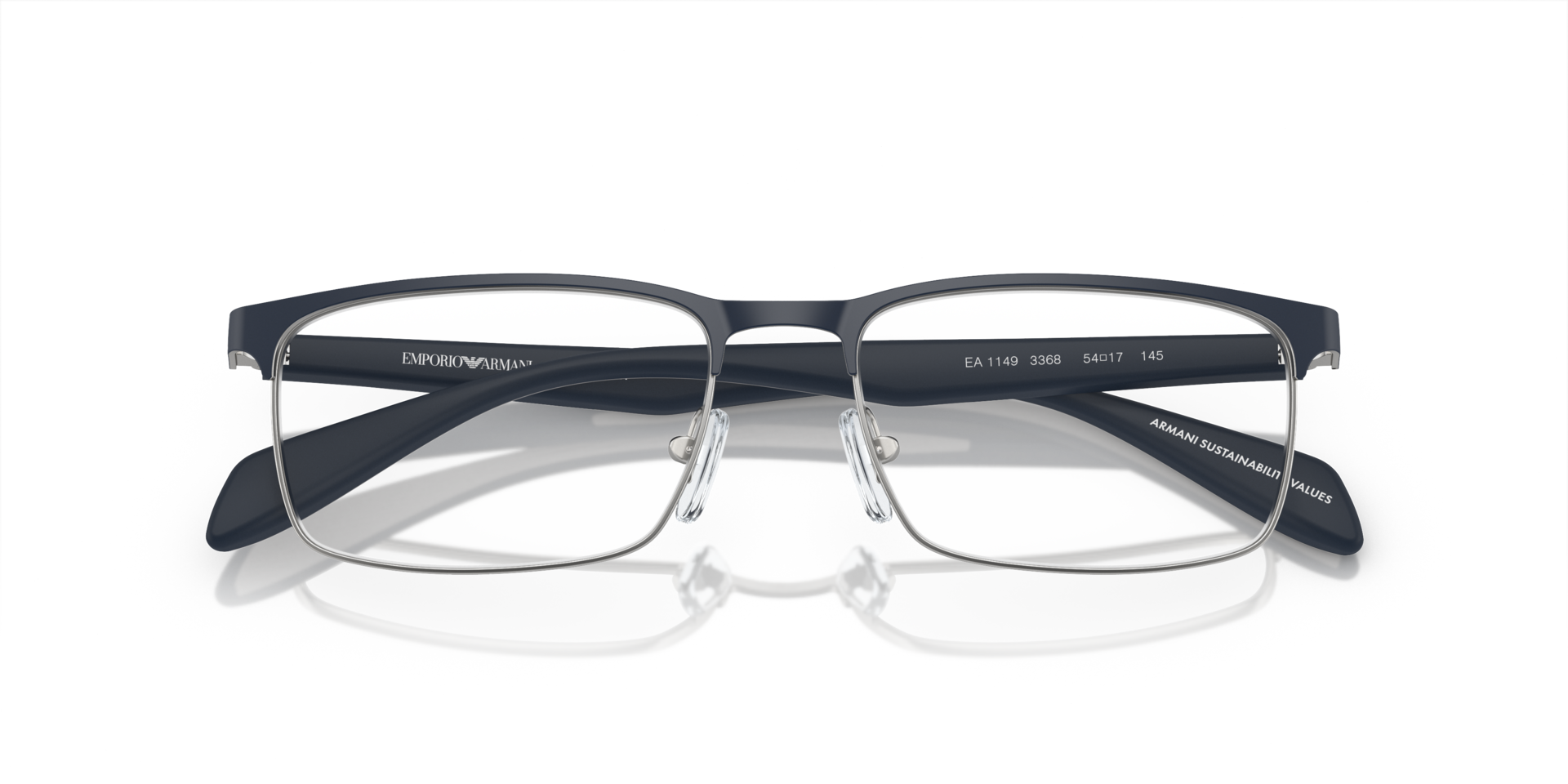 EA1149 Matte Silver & Blue MetalEyeglass Frames for Glasses Direct, Closed View