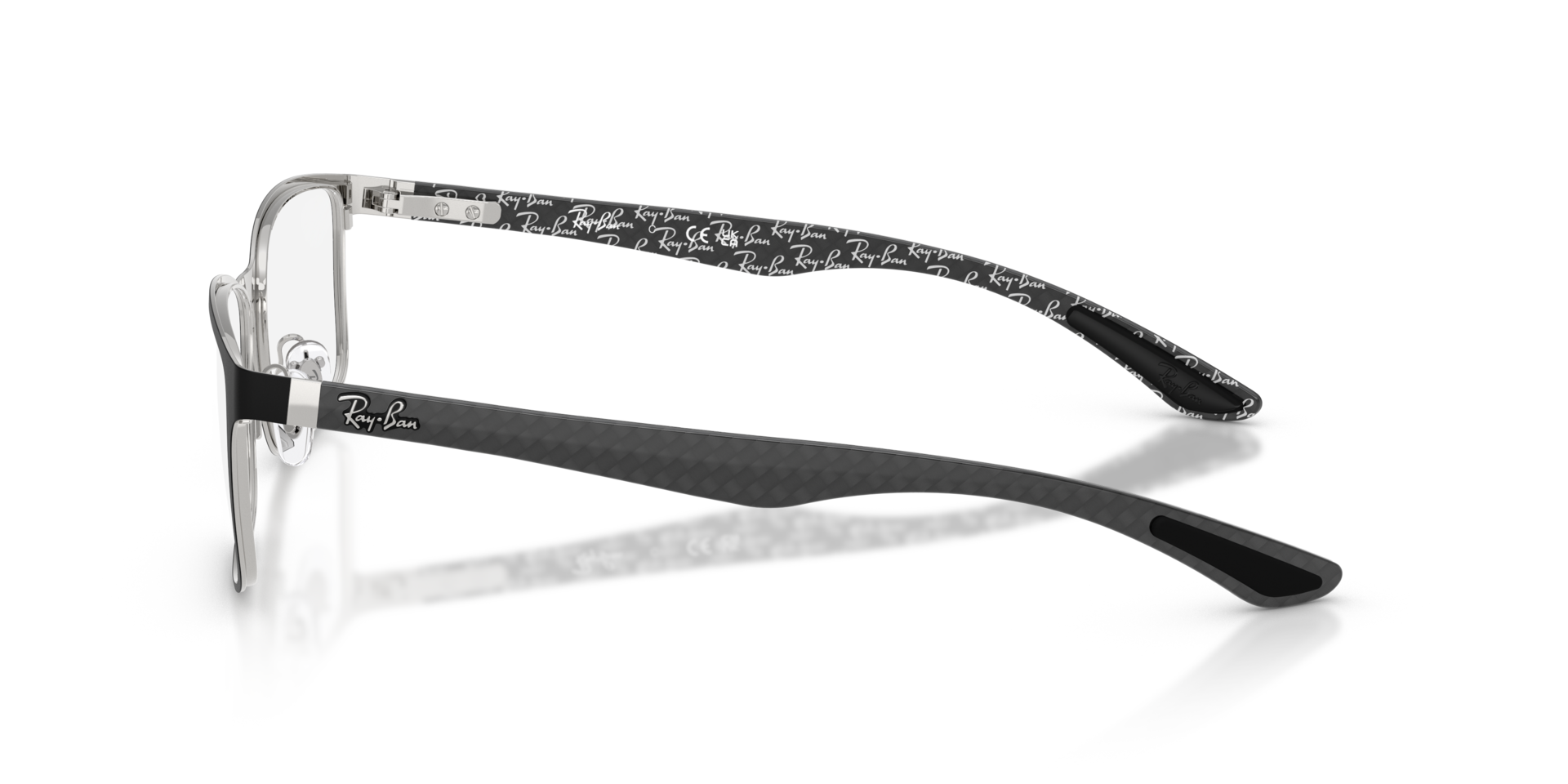 RB8424 Matte Black & Silver MetalEyeglass Frames for Glasses Direct, Side View