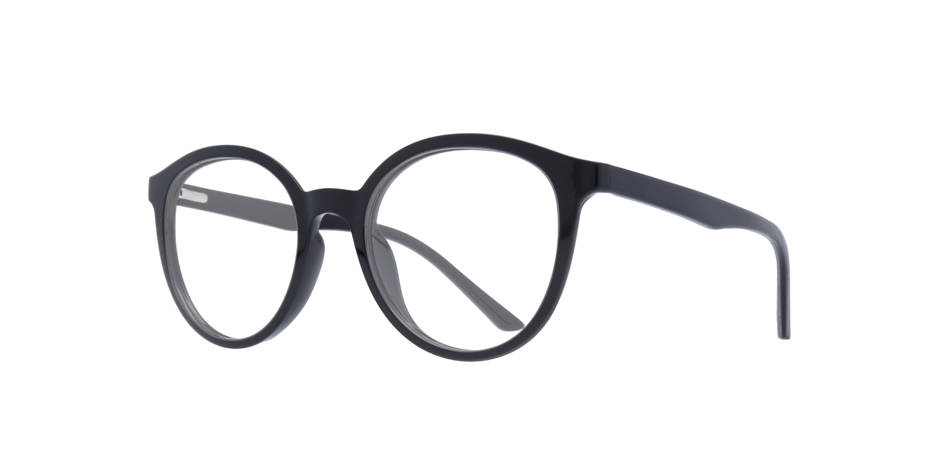 Bevis Shiny Black PlasticEyeglass Frames for Glasses Direct, Angle View