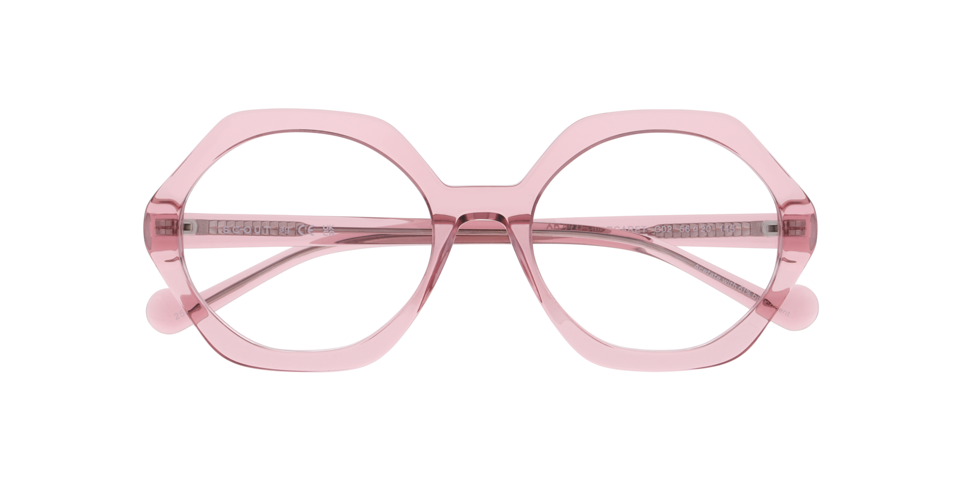 Margaret Transparent Pink AcetateEyeglass Frames for Glasses Direct, Closed View