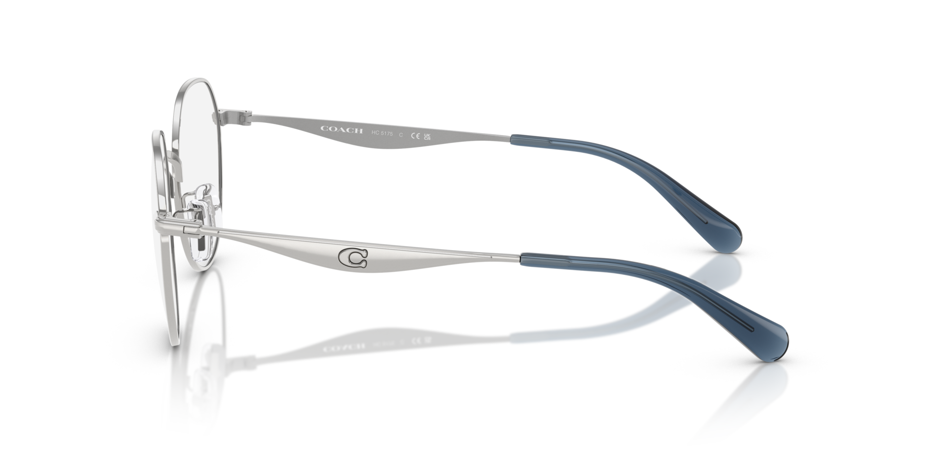 HC5175 Shiny Silver MetalEyeglass Frames for Glasses Direct, Side View